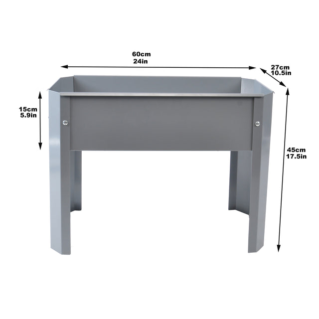 Elevated garden bed, metal elevated outdoor flowerpot box, suitable for backyard and terrace, large flowerpot, suitable for vegetable and flower(Grey*2)