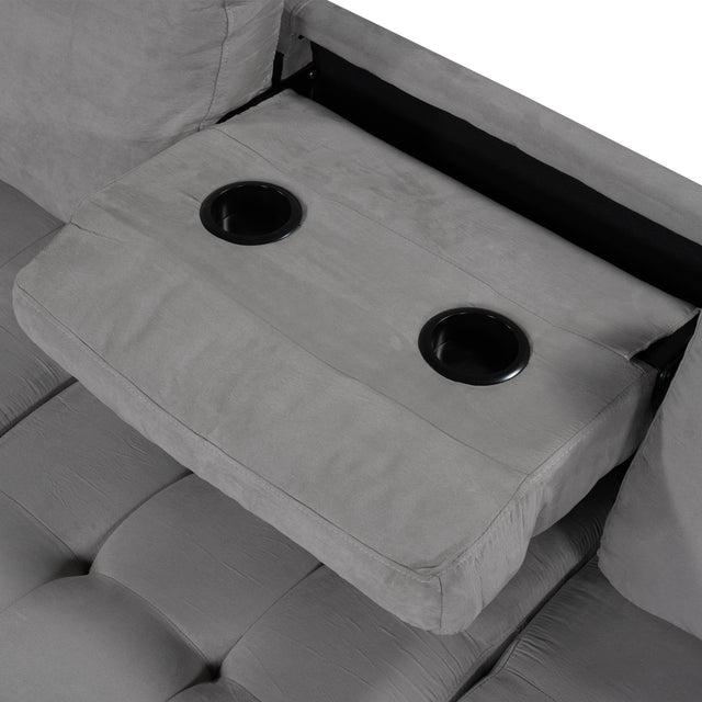 Orisfur. Modern Sectional Sofa with Reversible Chaise, L Shaped Couch Set with Storage Ottoman and Two Cup Holders for Living Room
