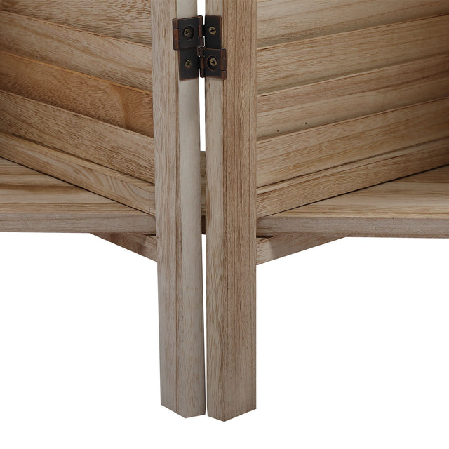 Sycamore wood 4 Panel Screen Folding Louvered Room Divider with shelving board- light burn