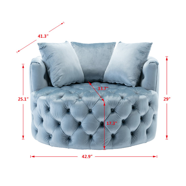 Coolmore Modern Akili swivel accent chair barrel chair for hotel living room / Modern leisure chair Light blue