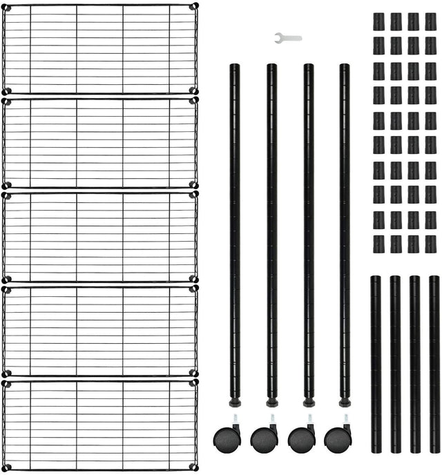 Simple Deluxe Heavy Duty 5-Shelf Shelving Unit, 29" D x 14"W x 61" H, 5 Tier, Black