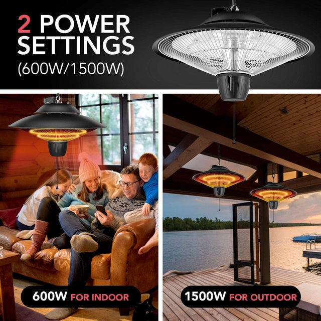 Simple Deluxe Patio Portable Outdoor Heating for Balcony, Courtyard, With Overheat Protection, Ceiling-Mounted Heater