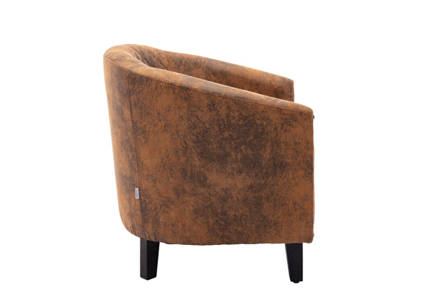 COOLMORE accent Barrel chair living room chair with nailheads and solid wood legs Light Coffee microfiber fabric