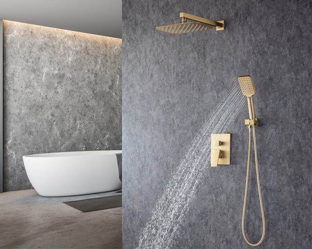 Shower Faucet Set Shower System with 12 Inch Rain Shower Head and Handheld, Bathroom Shower Combo Set Wall Mounted System Rough-in Valve Body and Trim Included.