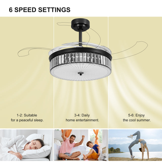 42"Crystal Ceiling Fans with Lights