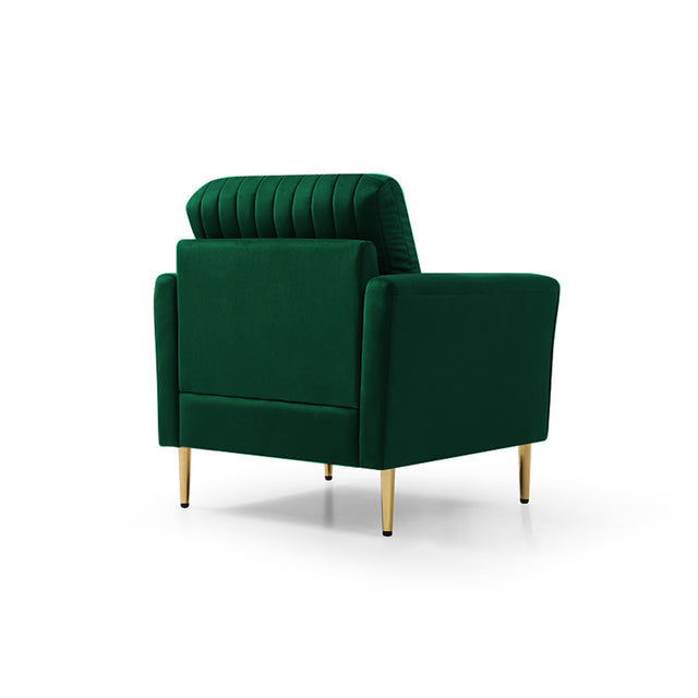 Channel Tufted Green Velvet Singel Living Room Sofa Accent Chair