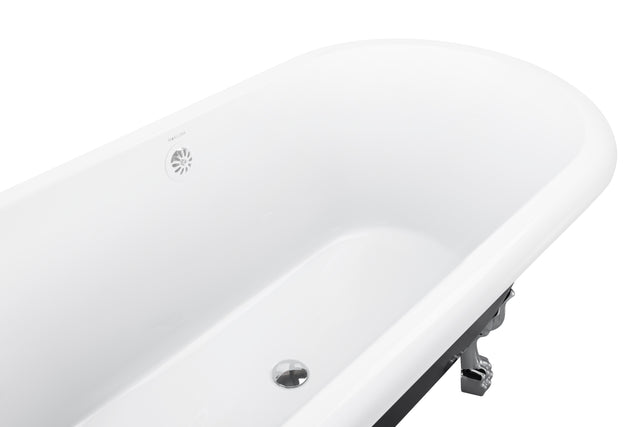 59" 100% Acrylic Freestanding Bathtub,Contemporary Soaking Tub,white inside black outside