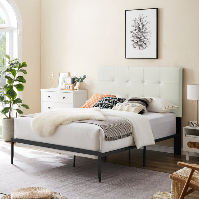 B112 Queen bed PVC cover haedboard with Sponge interlayer. Strong iron frame with high temperature paint