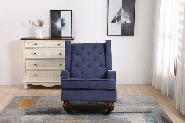 COOLMORE living room Comfortable rocking chair accent chair Navy fabric