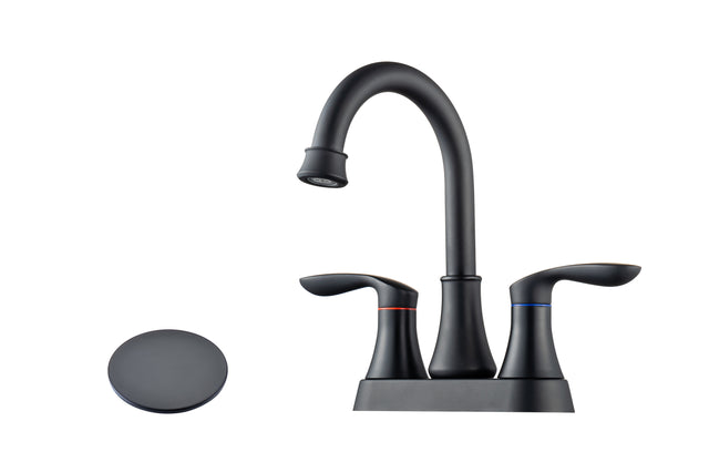 2-Handle Lavatory Faucet Brushed Nickel Bathroom Sink Faucet with Metal Pop-up Drain and Faucet Supply Lines