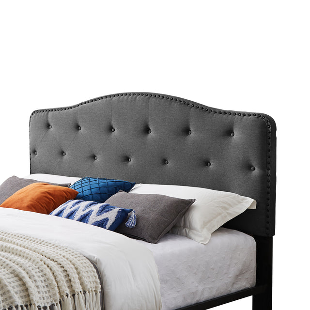 B113 King bed, Beautiful headboard with buttons Strong iron frame with high temperature paint