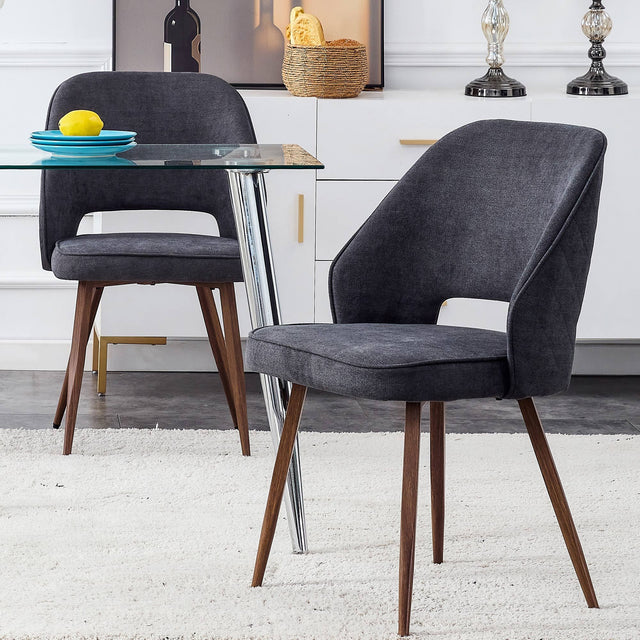 Modern Dining Chairs, Velvet Accent Chair, Living Room Leisure Chairs, Upholstered Side Chair with Metal Legs for Dining Room Kitchen Vanity Patio Club Guest (Set of 2) ( Dark Grey Office Chair)
