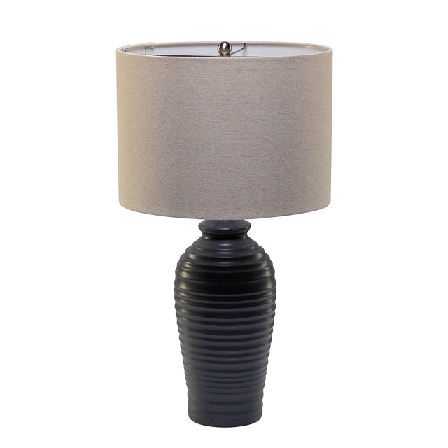 Midas 24.7" Modern LED Bedside Table Lamp with Drum-Shaped Linen Shade