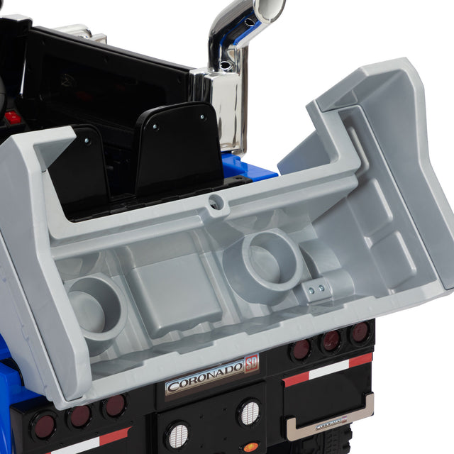 12V Kids Battery Electric Ride On Car Toy, Optimus Prime Truck with Remote Control, Transformers Die-Cast Vehicle W/ Music, Rear Loader, Blue