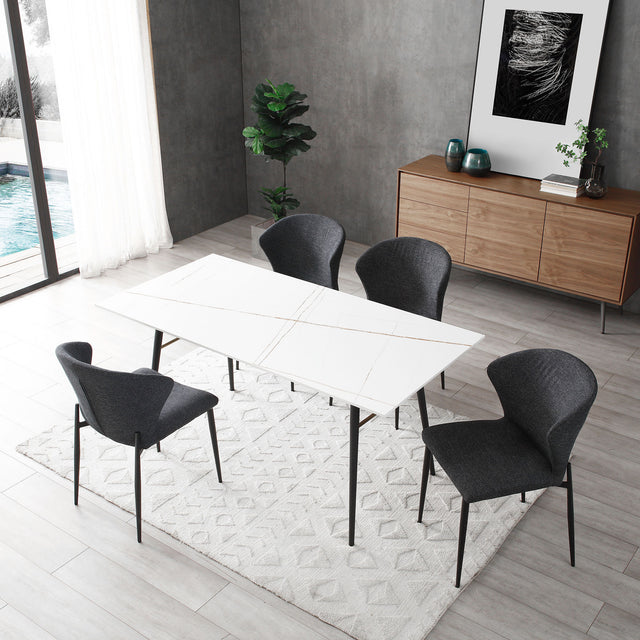 63'' Dining Table Small Space Kitchen Table Porcelain Desk Top White