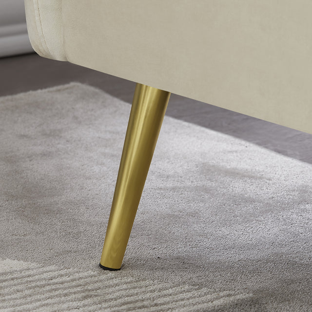 78" Italian Velvet Futon Sofa Bed, Convertible Sleeper Loveseat Couch with Folded Armrests and Storage Bags for Living Room and Small Space, Beige 280g velvet