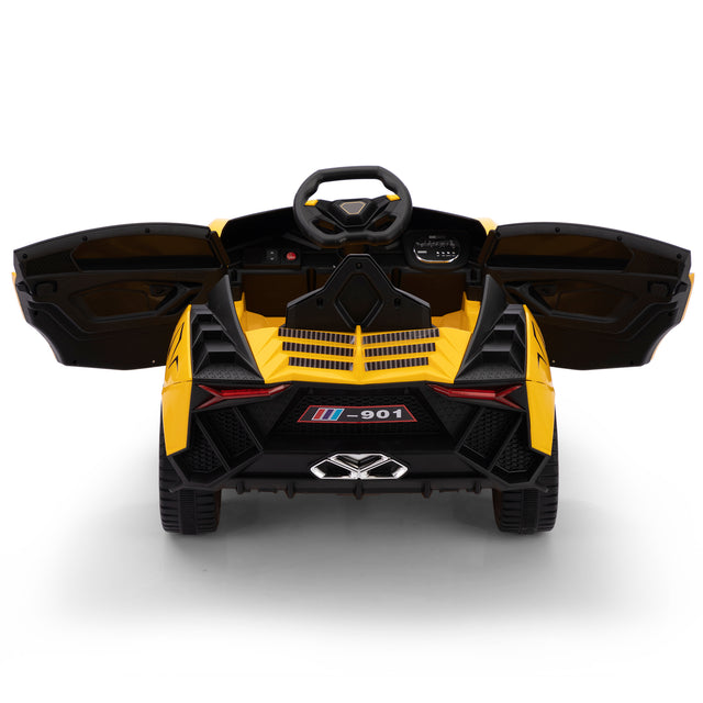 Kids Ride on Car, 12V Battery Powered Sports Vehicle with 2.4G RC, Music, LED Lights, Toddler Electric Car for Indoor Outdoor Play, 3-6 Years Old, Yellow