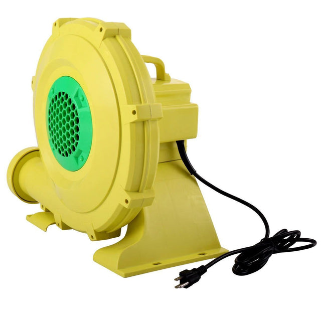 450 W Air Blower, Pump Fan for Inflatable Bounce Castle, Water Slides, Safe, Portable - Yellow and Green
