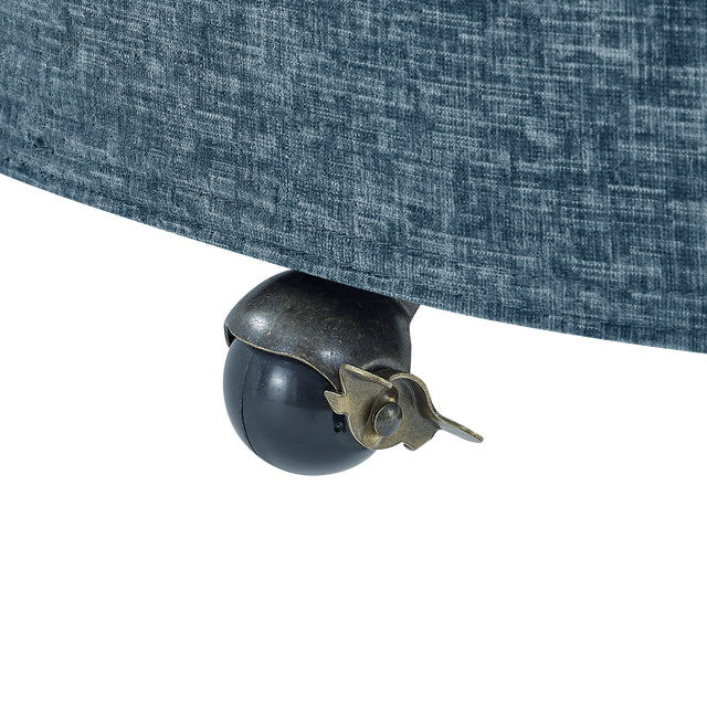 Modern Chenille Upholstered Swivel Backrest Chair for Living Room, with Movable Wheels, Including 3 Pillows, Navy