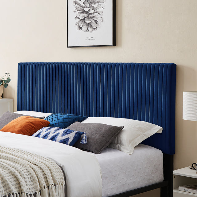 B110 King bed Beautiful line stripe cushion headboard  Strong iron frame with high temperature paint