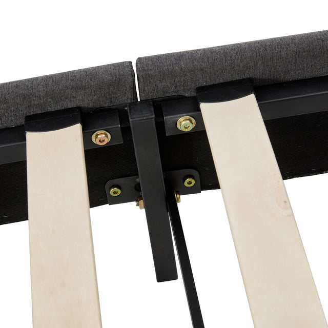 King Size Velvet Upholstered Tufted Platform Bed Frame with headboard, Strong Wooden Slats, No Box Spring Needed, Mattress Foundation, Easy Assembly, Dark Gray