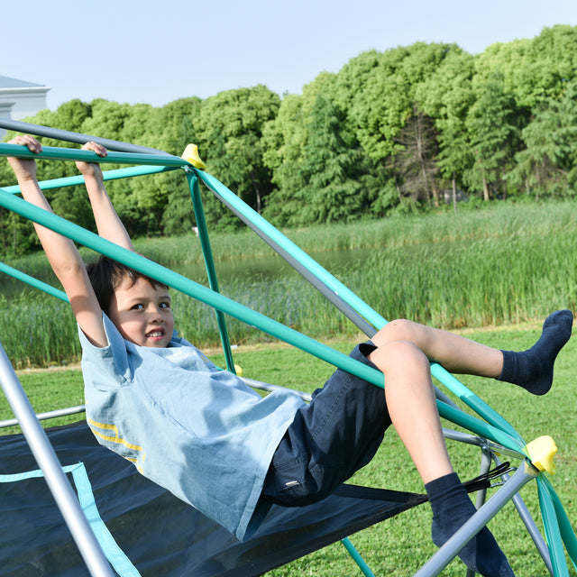13ft Geometric Dome Climber Play Center, Kids Climbing Dome Tower with Canopy, Rust & UV Resistant Steel Supporting 1000 LBS