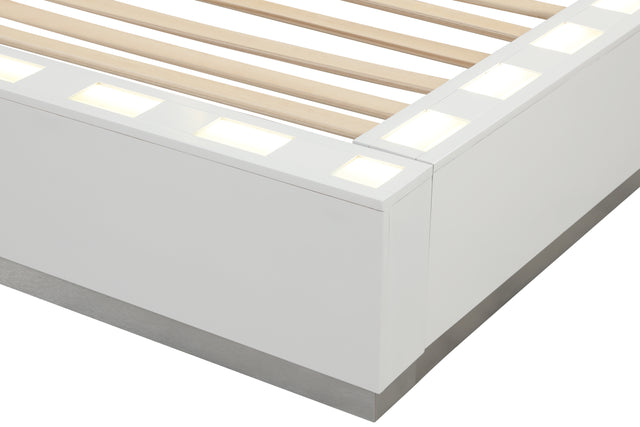 Coco King 5-N Pc Vanity LED Bedroom Set Made with Wood in Milky White