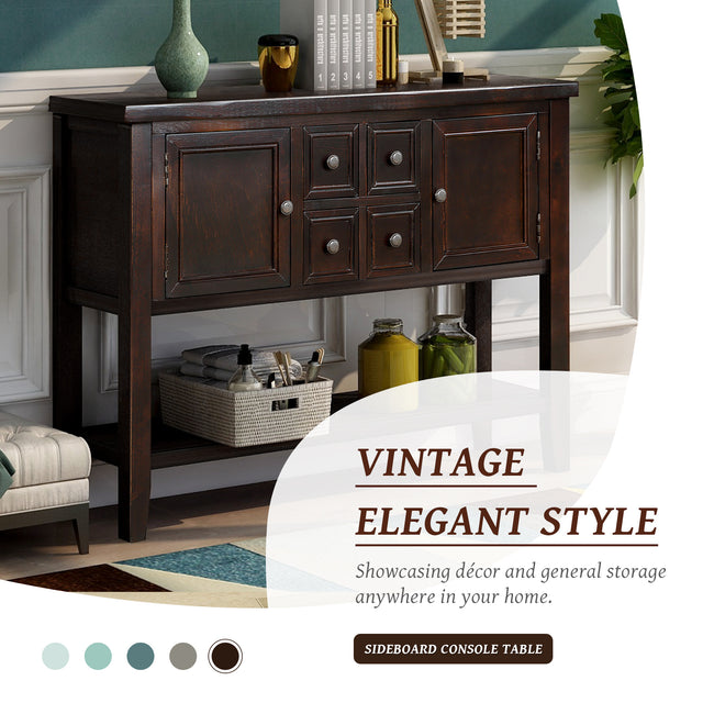 TREXM Cambridge Series Buffet Sideboard Console Table with Bottom Shelf (Espresso)