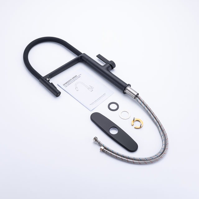 Pull-Down Kitchen Faucet with Two Functional Sprayer, Commercial Single Handle Single Lever Kitchen Sink Faucet with Magnetic Docking Spray Head, Quick Easy Installed Water Faucet