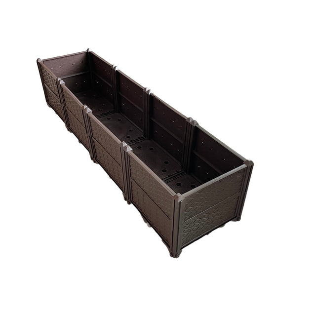Rectangular Raised Garden Bed Kit Indoor Outdoor Plastic Planter Grow Box for Fresh Vegetables, Herbs, Flowers & Succulents, Brown, 61.41'' x 15.35'' x 14.17''