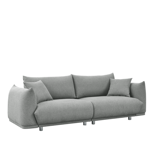 90.5'' Modern Couch for Living Room Sofa,Solid Wood Frame and Stable Metal Legs, 2 Pillows, Sofa Furniture for Apartment
