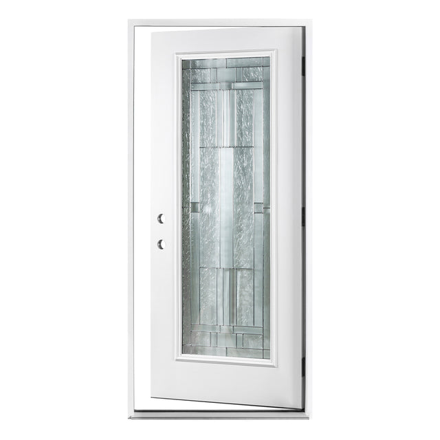 37.5inx81.5in Right Hand Inswing Decorative Glass- Zinc Caming Fiber Glass Prehung Entry Door .
