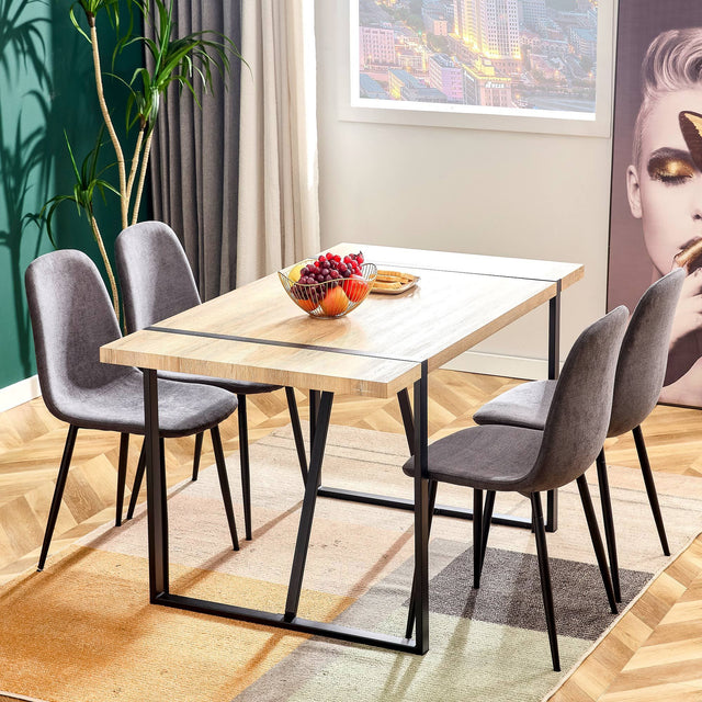 Dining Chairs Set of 4, Modern Mid-Century Style Dining Kitchen Room Upholstered Side Chairs, Accent Chairs with Soft Linen Fabric Cover Cushion Seat and Black Metal Legs,For Kitchen Lounge Farmhouse