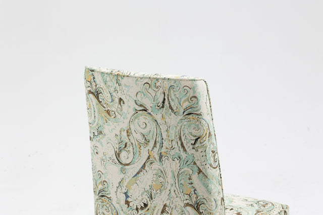 Cover Removable Interchangeable and Washable Multi-color Blue Floral Fabric Upholstered Parsons Chair with Solid Wood Legs 2 PCS