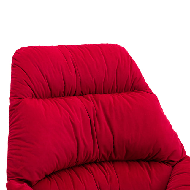 Tufted Upholstered Padded Seat Rocking Chair-Velvet Red