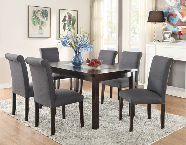 Blue Grey Fabric Dining Chairs, Set of 2