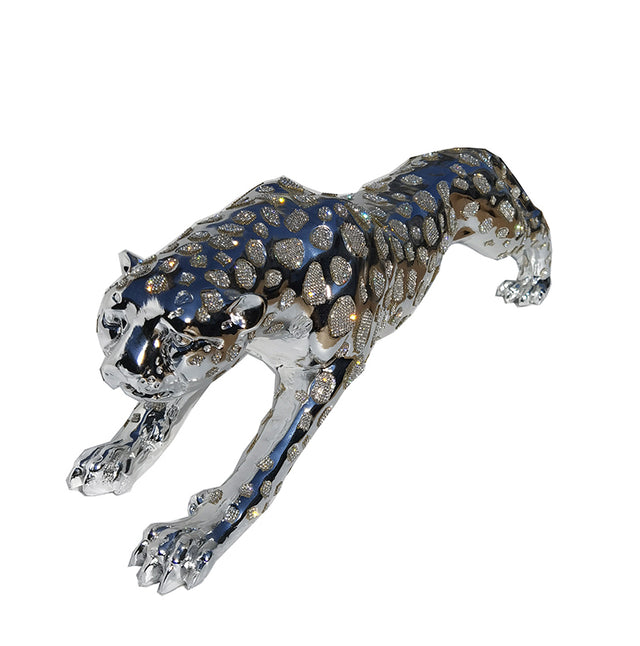 Ambrose Diamond Encrusted Chrome Plated Panther (29"L x 7"W x 8"H)