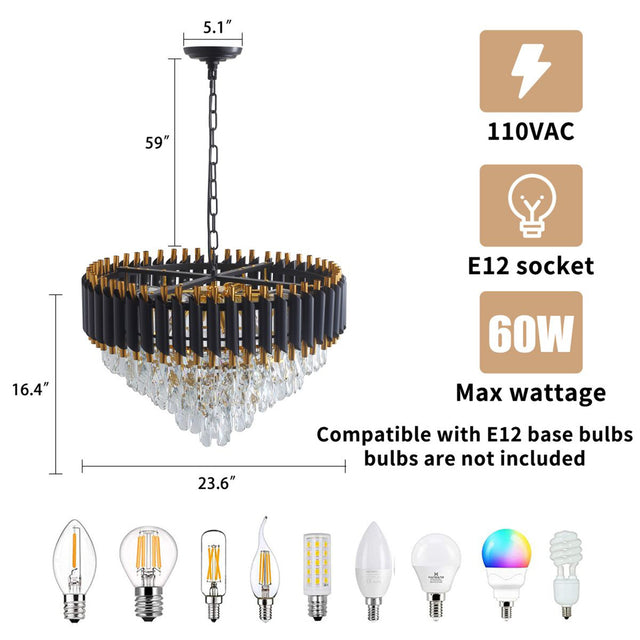 Modern American pendant diamond crystal chandelier -8 bulbs