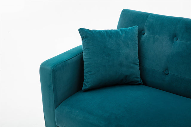 COOLMORE Velvet Sofa , Accent sofa .loveseat sofa with rose gold metal feet and Teal Velvet