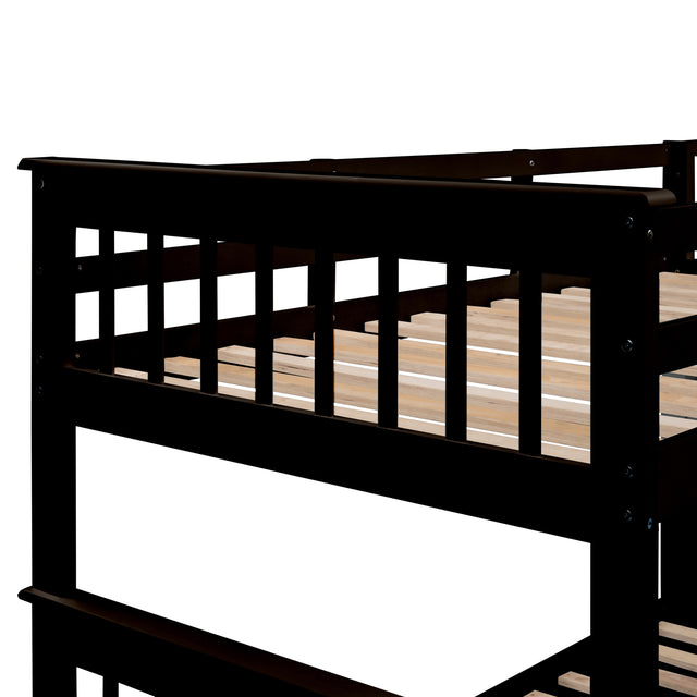 Stairway Twin-Over-Full Bunk Bed with Twin size Trundle, Storage and Guard Rail for Bedroom, Dorm, for Adults, Espresso (OLD SKU :LP000119AAP)
