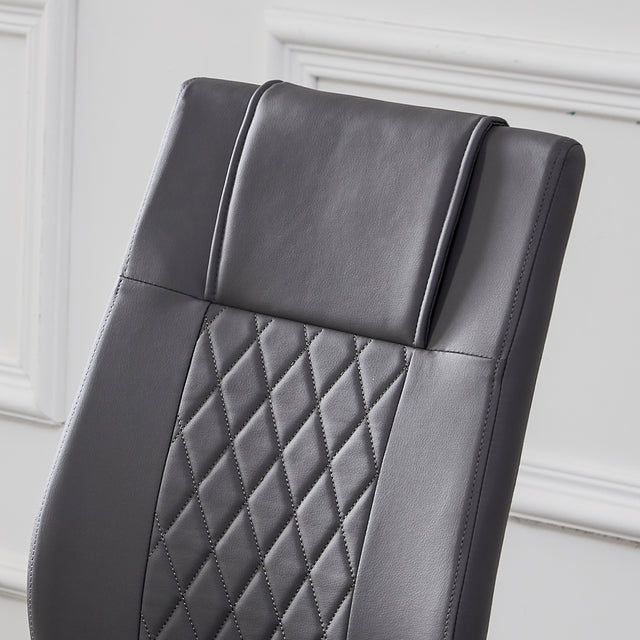 Modern Dining Chairs with Faux Leather Padded Seat Dining Living Room Chairs Upholstered Chair with Metal Legs Design for Kitchen, Living, Bedroom, Dining Room Side Chairs Set of 6 (Grey+PU Leather)