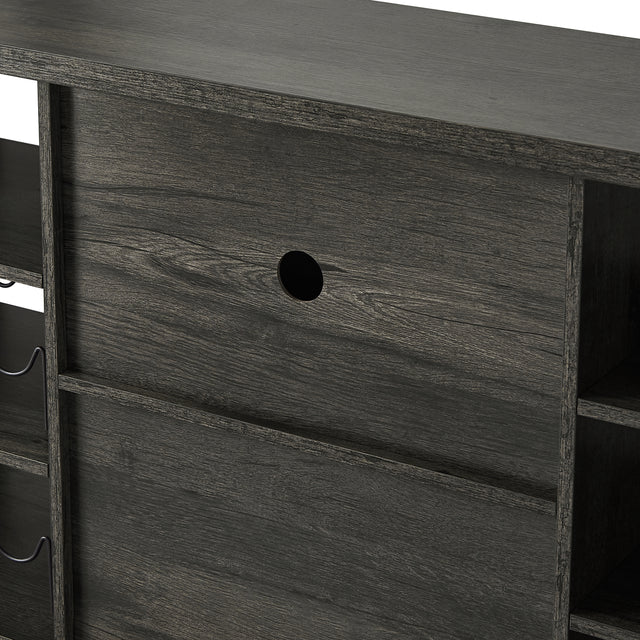 JHX Industrial Wine Bar Cabinet, Liquor Storage Credenza, Sideboard with Wine Racks & Stemware Holder (Dark Grey, 55.12''w x 13.78''d x 30.31' ' h)