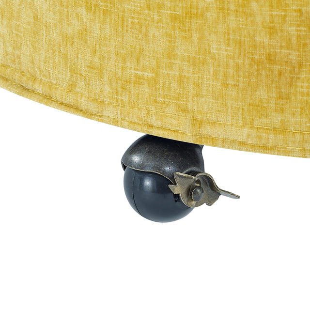 Modern Chenille Upholstered Swivel Backrest Chair for Living Room, with Movable Wheels, Including 3 Pillows, Yellow