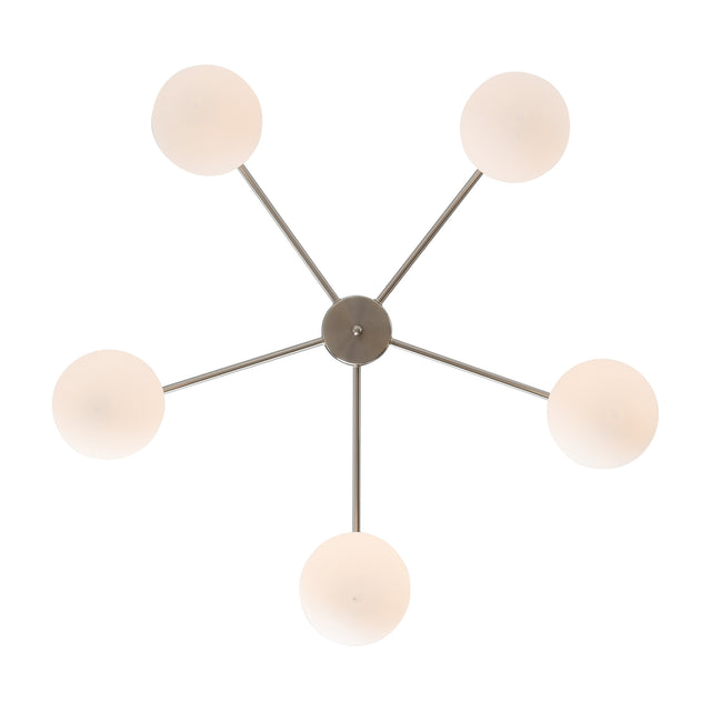 Modern American living room simple golden chandelier glass lampshade 5 bulbs