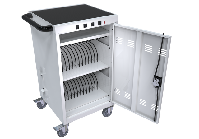 Mobile Charging Cart and Cabinet for Tablets Laptops 31+4-Device With Extra 4 bits power strip--white