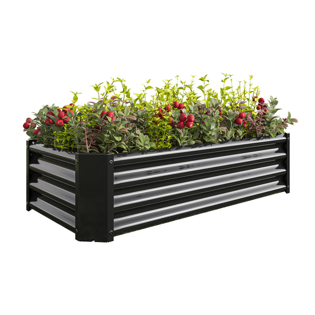 Metal Raised Garden Bed, Rectangle Raised Planter 4×2×1ft for Flowers Plants, Vegetables Herb Veezyo Black
