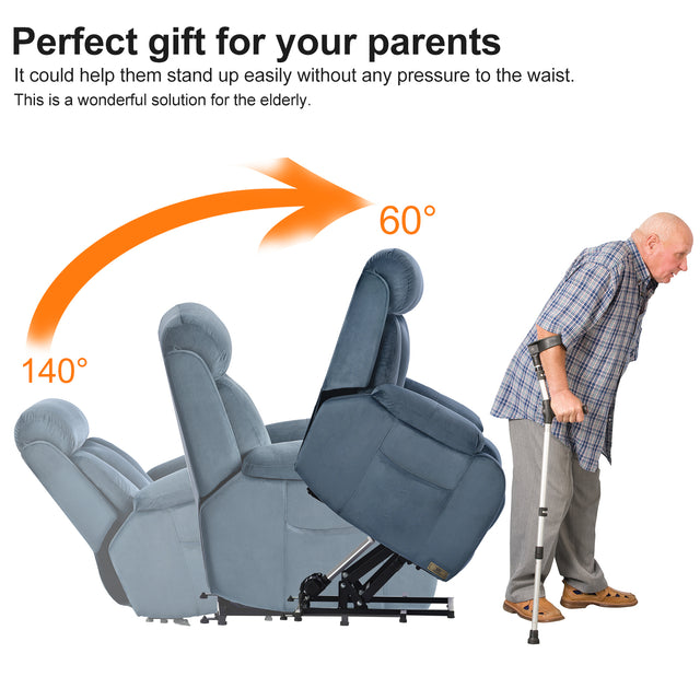 Lift Chair Recliner for Elderly Power Remote Control Recliner Sofa Relax Soft Chair Anti-skid Australia Cashmere Fabric Furniture Living Room Dark Gray