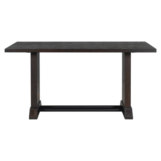 TREXM Farmhouse Wood Dining Table with Iron Pipes for 6 Person for Kitchen Dining Room (Espresso)