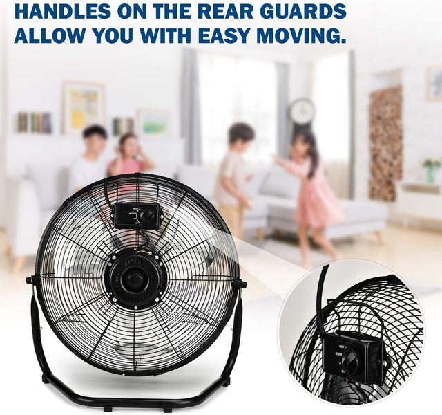 Simple Deluxe 12 Inch 3-Speed High Velocity Heavy Duty Metal Industrial Floor Fans Quiet for Home, Commercial, Residential, and Greenhouse Use, Outdoor/Indoor, Black,2-pack