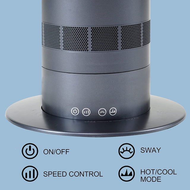 HealSmart 32-inch Space Heater Bladeless Tower Fan, Heater & Fan Combo, 9H Timer 10 Speeds with Remote Control, Air Circulator Fan for Home Air Conditioner, Purple